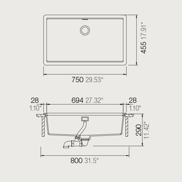 Νεροχύτης Υποκαθήμενος Manhattan 30080U   